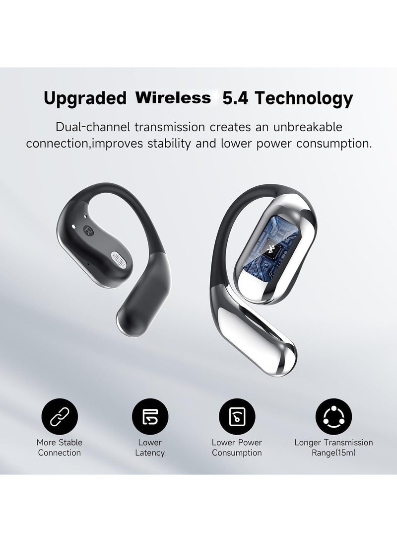 Wireless Bluetooth Earbuds, Open Ear Earbuds，Sport Earbuds, Clip-on Earphones, Noise reduction, water resistance, Hi-Fi sound quality, suitable for playing games,to music ,LED Display,black - Image 2