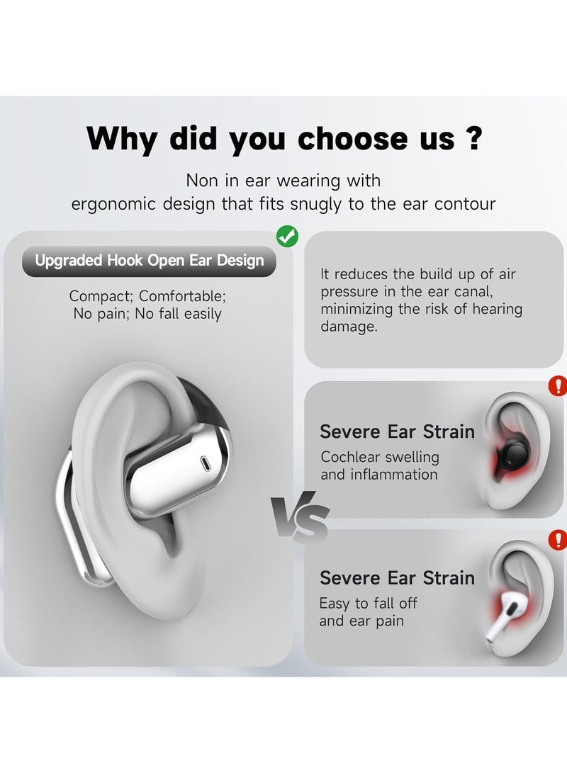 Wireless Bluetooth Earbuds, Open Ear Earbuds，Sport Earbuds, Clip-on Earphones, Noise reduction, water resistance, Hi-Fi sound quality, suitable for playing games,to music ,LED Display,black - Image 4
