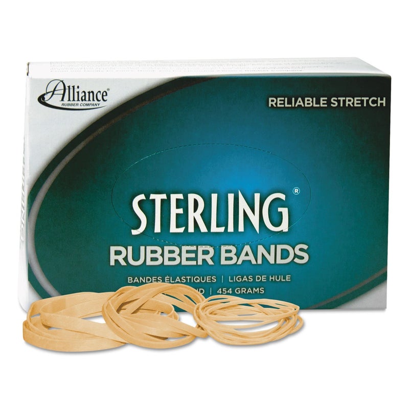 Alliance Rubber 24625 Sterling Rubber Bands Size #62, 1 lb Box Contains Approx. 600 Bands (2 1/2" x 1/4", Natural Crepe) , Beige - Image 1