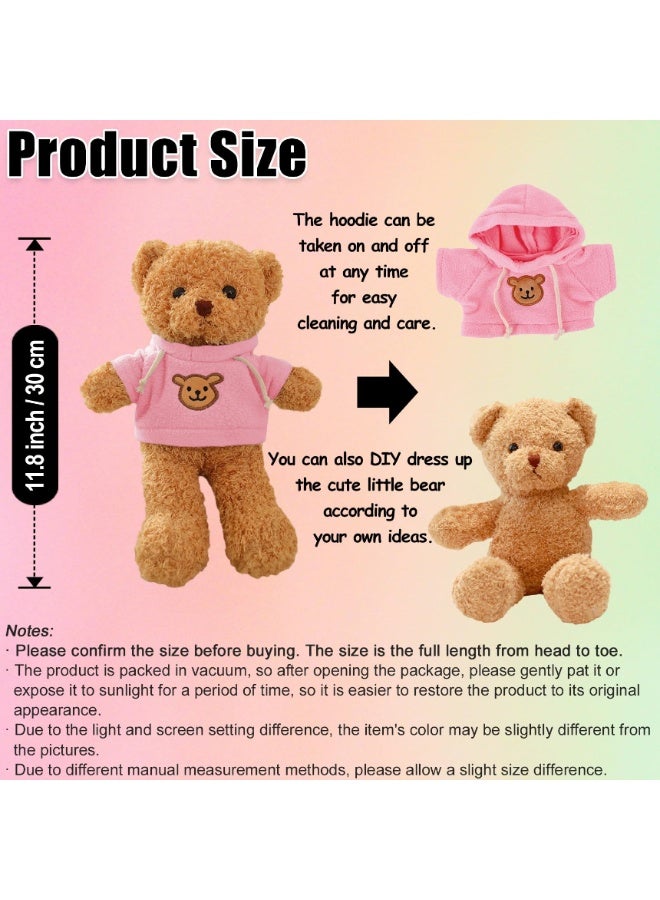 Yalla Pick 30 cm Teddy Bear Plush Toy, Soft PP Cotton Stuffed Animal with Removable Pink Hoodie, Cute Cuddly Bear Doll for Kids Teens, Birthday Gift - Image 2