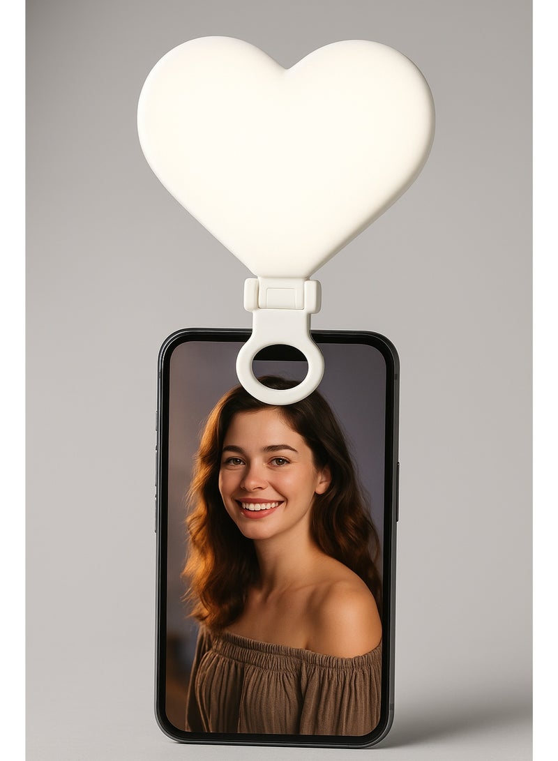 K02 Heart-Shaped Selfie Ring Light – 3-Color Fill Light with Phone Clip – Perfect for Selfies & Live Streaming - Image 2