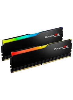 جي.سكيل مجموعة ذاكرة سطح المكتب DDR5 ثنائية القناة من سلسلة M5 Neo RGB من Ripjaws بسعة 32 جيجابايت (2x16 جيجابايت)، سرعة ذاكرة 6000 ميجابايت/ثانية، زمن انتقال CL36-48-48-96، AMD EXPO، جهد 1.25 فولت، أسود | F5-6000J3648D16GX2-RM5NRK  - Image 1