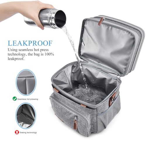 MIYCOO Lunch Bag & Lunch Box for Women Men Double Deck, Leakproof Insulated Soft Large Adult Lunch Cooler Bag for Work, Beach, Picnic, Camping, Travel (Grey,15L) - Image 5
