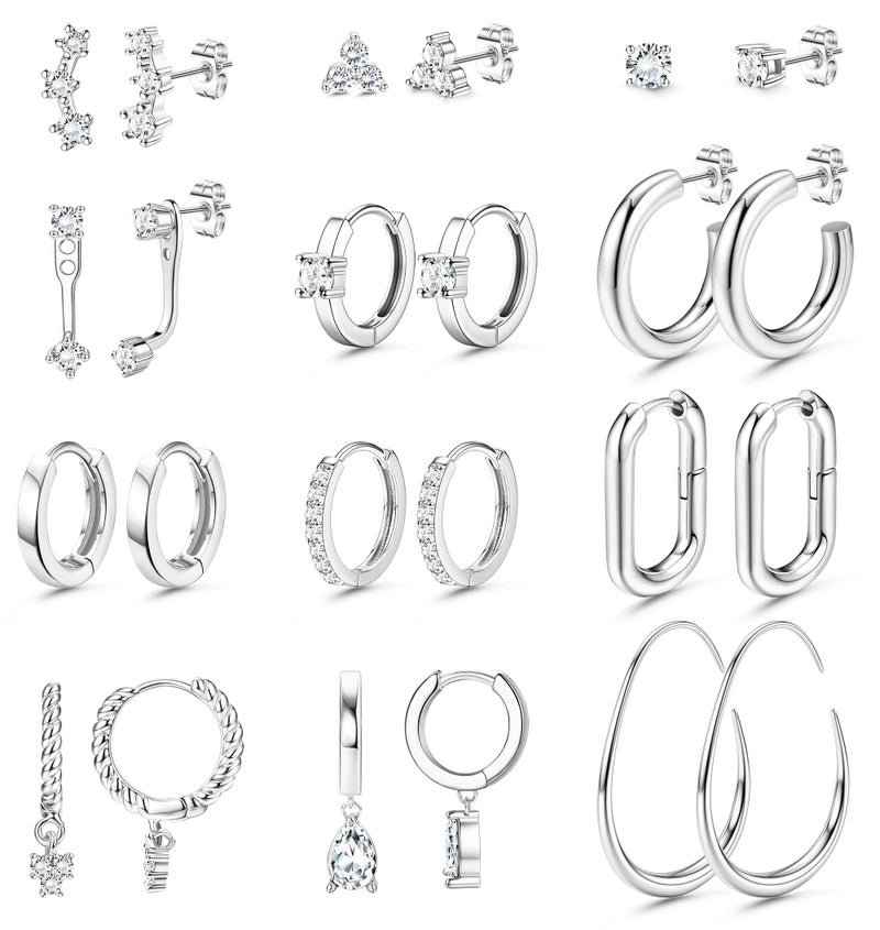 Besteel Small 14K Gold Plated Hoop Earrings Set for Women - Hypoallergenic Huggie Hoops for Sensitive Ears Cartilage Stud Earring Stacks for Multiple Piercing - Image 1