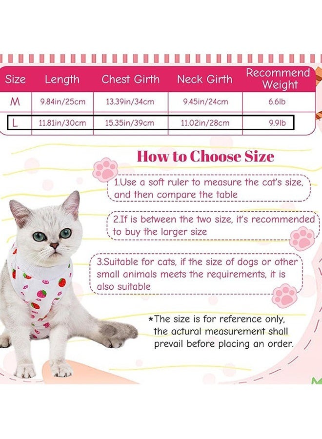 Cat Recovery Suit Surgical Recovery Shirt Breathable Recovery Suit for Cats After Surgery Wear Anti Licking Wounds Perfect E-Collar Alternative Pajama Suit Strawberry Size L - Image 5
