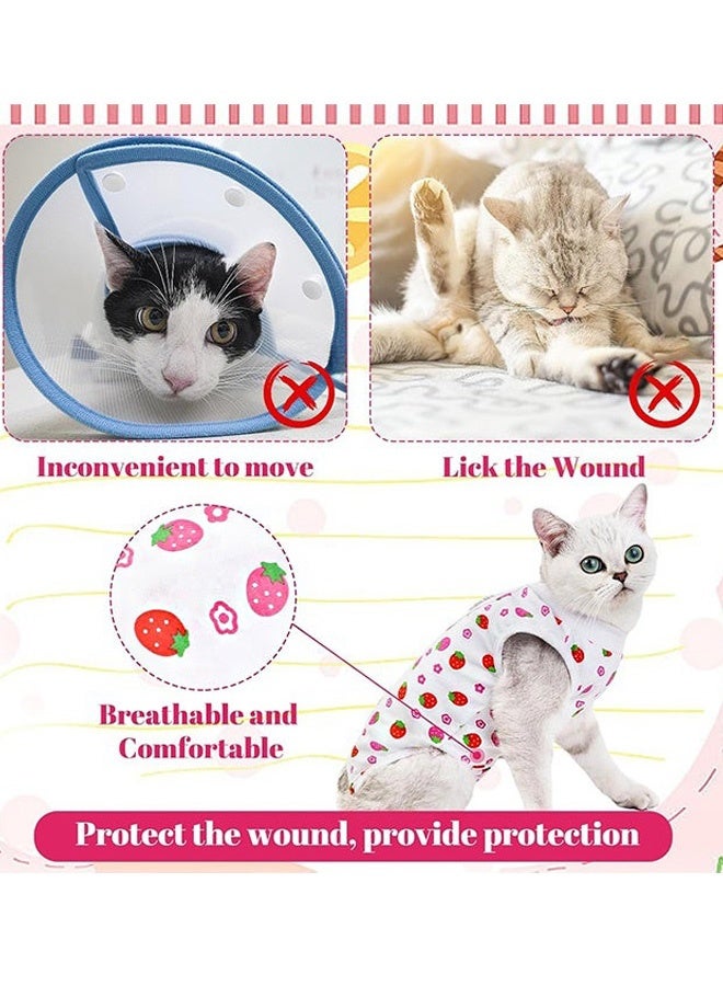 Cat Recovery Suit Surgical Recovery Shirt Breathable Recovery Suit for Cats After Surgery Wear Anti Licking Wounds Perfect E-Collar Alternative Pajama Suit Strawberry Size L - Image 4