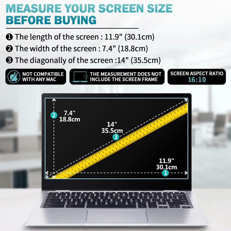 Saco 14 Inch Anti Glare Matte Finish Screen Guard Compatible for 2023 Lenovo Yoga Slim 6 14IAP8 | Yoga 7 2-in-1 14IML9 Series 14 Inch Laptop 16:10 Ratio - Image 2