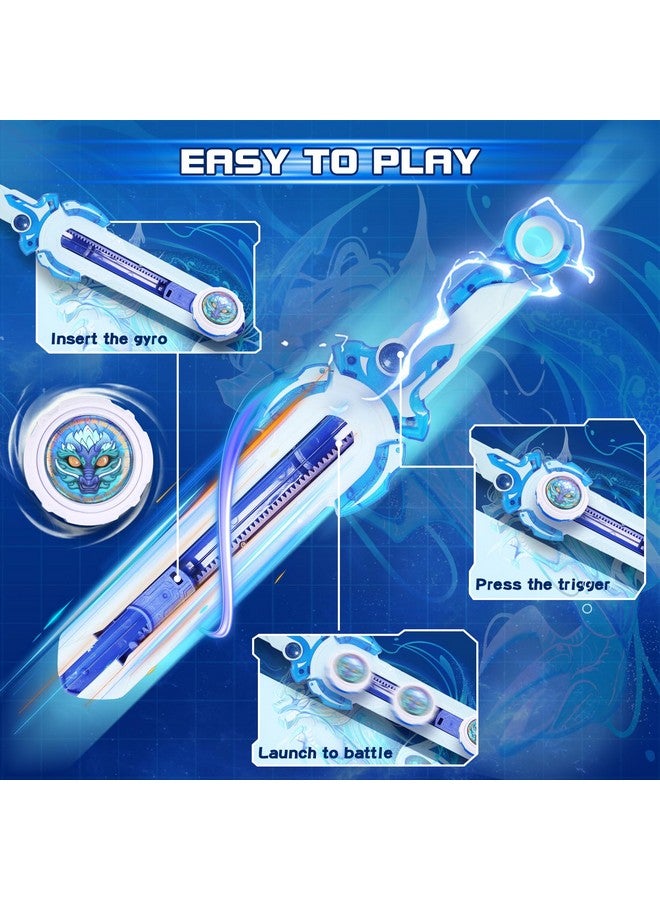 INFINITY NADO Battling Toys, Mini Sword for Beginners, Spinning Top and Sword Launcher Battle Set Toys for Kids Ages 5-7 8-12, Mini Battle Brust Sword Toys for Boys, Blue - Image 3