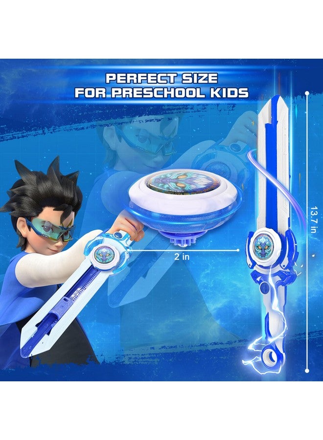 INFINITY NADO Battling Toys, Mini Sword for Beginners, Spinning Top and Sword Launcher Battle Set Toys for Kids Ages 5-7 8-12, Mini Battle Brust Sword Toys for Boys, Blue - Image 4