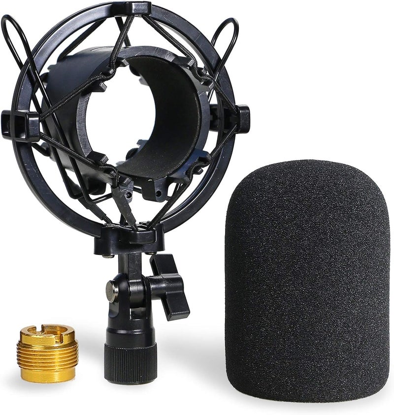 SUNMON AT2020 Shock Mount with Windscreen, Shock Mount Stand with Foam Pop Filter for Audio Technica AT2020 AT2035 AT4040 AT2020USB ATR2500x Condenser Micphone - Image 1