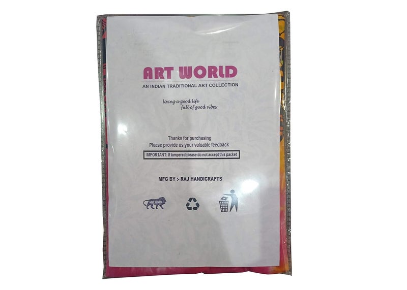 ART WORLD King Size Double Bed Sheet with Pillow Covers Pure Cotton Rajasthani Jaipuri Traditional Printed Bedcover Yellow King - Image 5