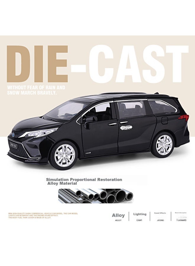 Black mamba Heimanba 1：24 Toyota Sienna Mpv Business Vehicle Model Realistic Alloy Children's Toy, White - Image 3