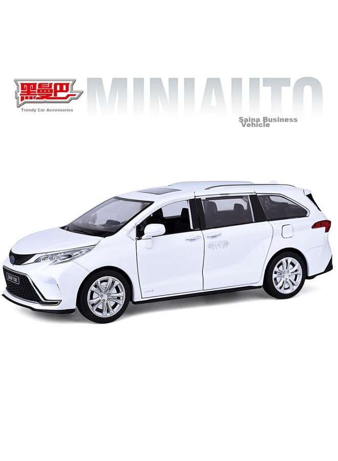 Black mamba Heimanba 1：24 Toyota Sienna Mpv Business Vehicle Model Realistic Alloy Children's Toy, White - Image 1