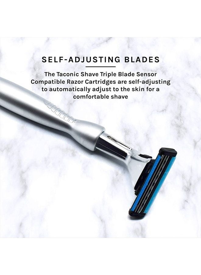 taconic shave , Heavyweight Triple Blade Razor, Compatible with Gillette Sensor and Sensor Excel Refill Cartridges, Includes 1 Preloaded Blade  - Image 4