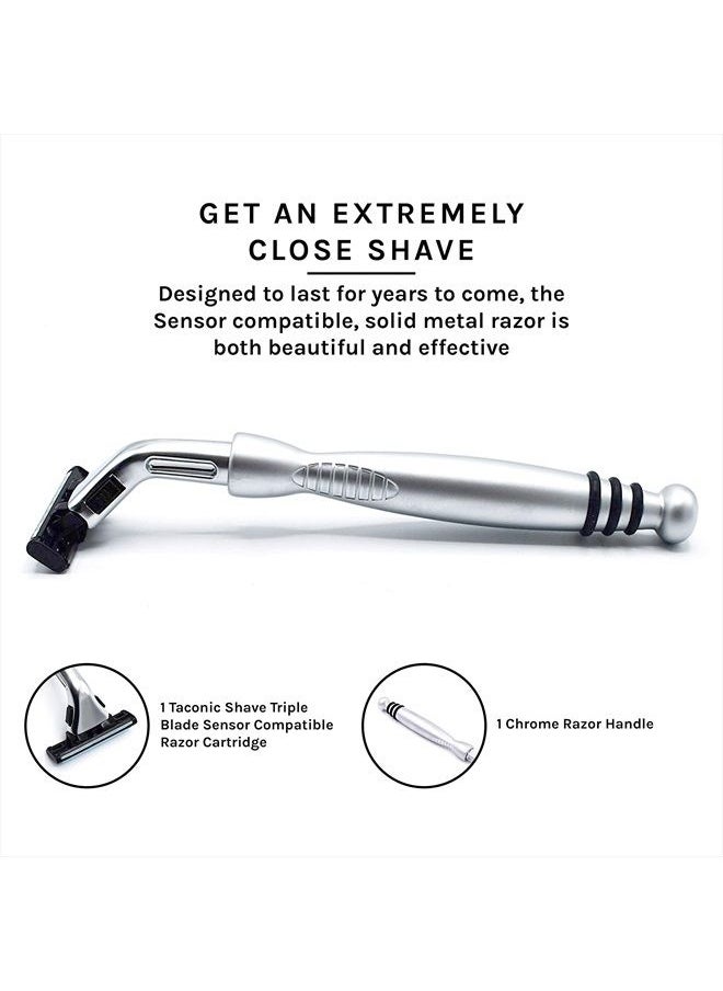 taconic shave - , Heavyweight Triple Blade Razor, Compatible with Gillette Sensor and Sensor Excel Refill Cartridges, Includes 1 Preloaded Blade - Image 1