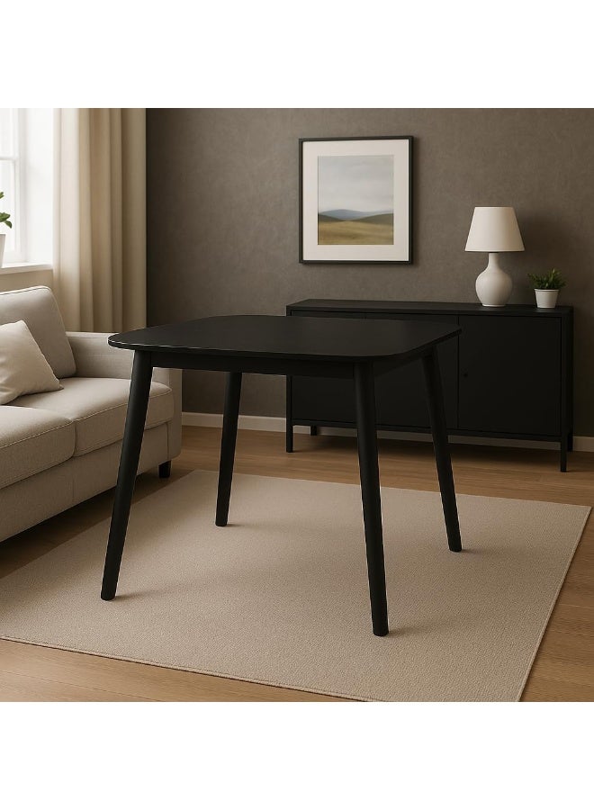 Horoof Home طاولة طعام زاوية خشبية حديثة من هروف هوم® - 75x80x90 سم طاولة سوداء مدمجة للمطبخ أو الشقة أو ركن الإفطار، SM839 - Image 2