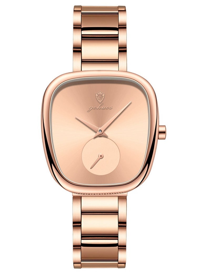 GOHUOS Women's Quartz Watch, Top Brand Luxury Fashion Ladies Stainless Steel Band Waterproof Analog Wrist Watch - 34mm - Rose Golden - Mother or Girlfriend Gift & Eid Ramadan Gifts - Image 3