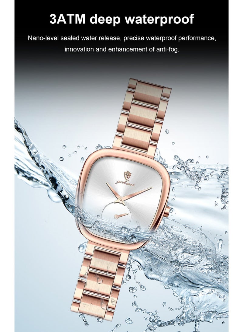 GOHUOS Women's Quartz Watch, Top Brand Luxury Fashion Ladies Stainless Steel Band Waterproof Analog Wrist Watch - 34mm - Rose Golden - Mother or Girlfriend Gift & Eid Ramadan Gifts - Image 4