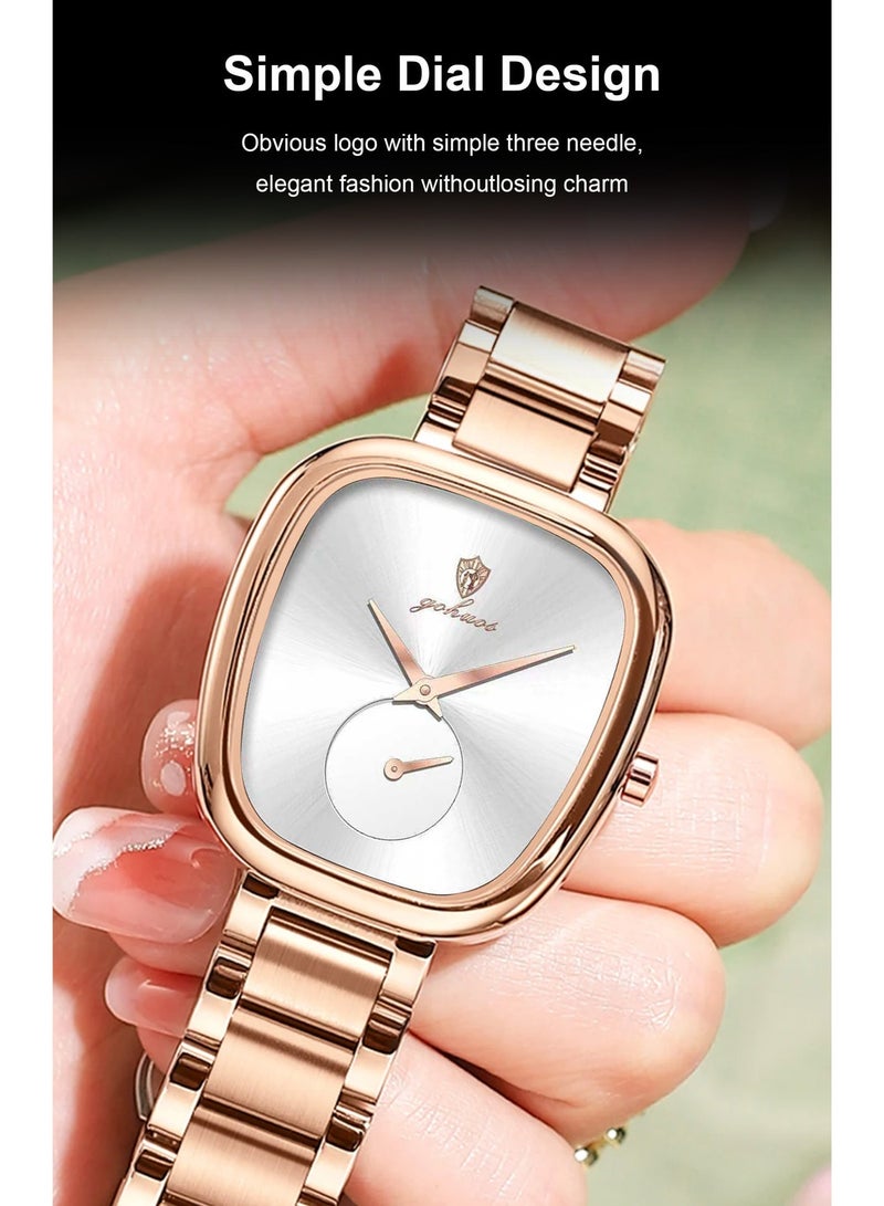 GOHUOS Women's Quartz Watch, Top Brand Luxury Fashion Ladies Stainless Steel Band Waterproof Analog Wrist Watch - 34mm - Rose Golden - Mother or Girlfriend Gift & Eid Ramadan Gifts - Image 5