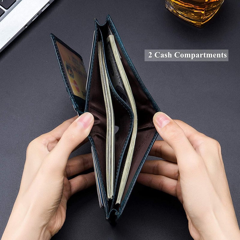 بول كابتن محفظة الجلدية الأصلية كبيرة السعة ثنائية الطي/حامل بطاقات ائتمان للرجال مع 15 فتحة للبطاقات QB-027 - Image 4