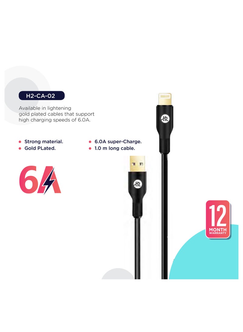 H2 USB-A to Lightning super fast charging/sync cable 6A 1M - Image 4