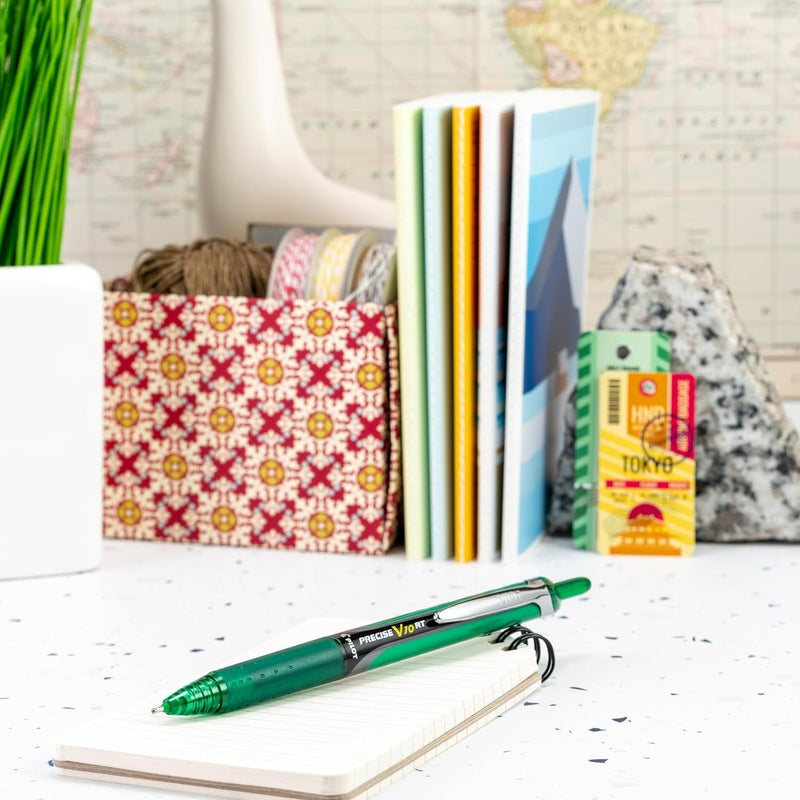 PILOT , Precise V10 RT Refillable & Retractable Rolling Ball Pens, Bold Point 1 mm, Green, Pack of 12 - Image 3