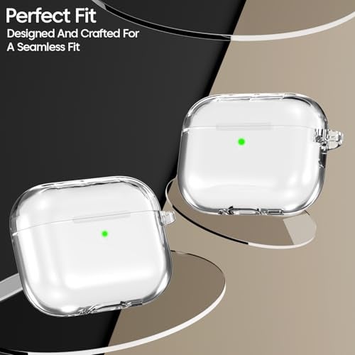 Sounce Earphone Case Cover Compatible with Airpods Pro 3 / 3rd Generation TWS Soft Silicone Skin Case Cover Shock Absorbing Protective Case with Keychain [Front LED Visible] - Image 3