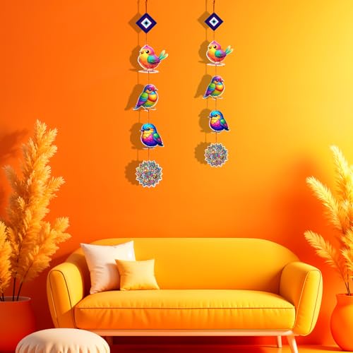 Woodkey Colorful Bird Wall Hanging for Home Décor – Multicolor Wooden Birds with Mandala Design | Decorative Hanging for Wall, Balcony, Door | Handcrafted Gift for Living Room - Image 2