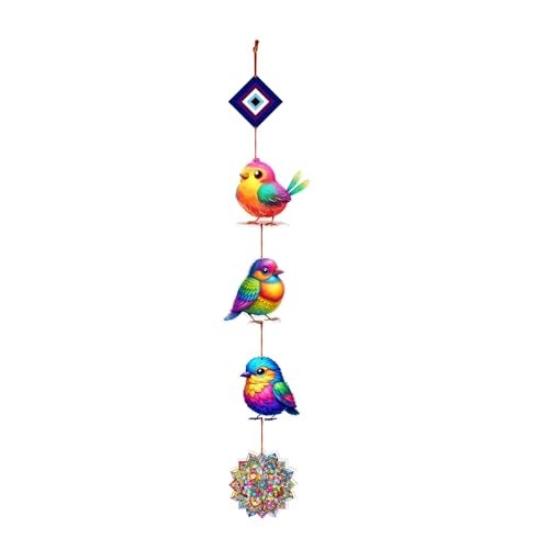 Woodkey Colorful Bird Wall Hanging for Home Décor – Multicolor Wooden Birds with Mandala Design | Decorative Hanging for Wall, Balcony, Door | Handcrafted Gift for Living Room - Image 1