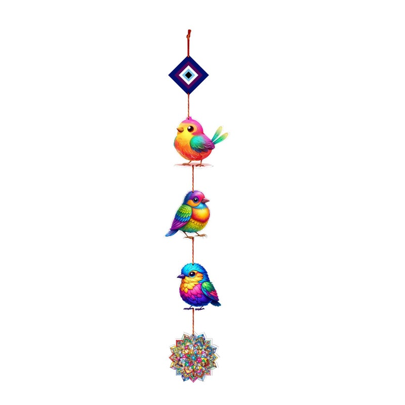 Woodkey Colorful Bird Wall Hanging for Home Décor – Multicolor Wooden Birds with Mandala Design | Decorative Hanging for Wall, Balcony, Door | Handcrafted Gift for Living Room - Image 5