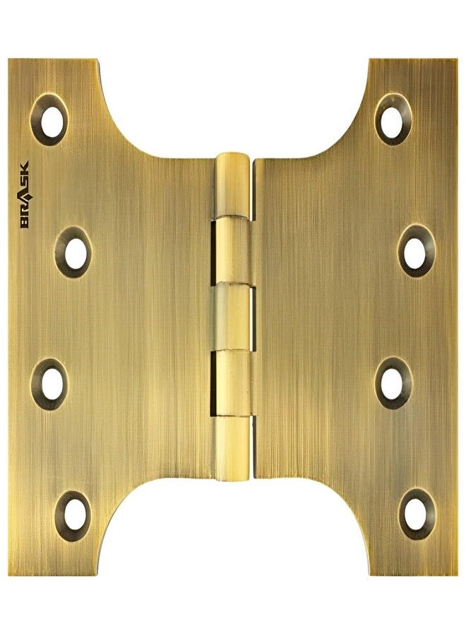 BRASK Brass Heavy Duty Parliament Hinges 4" x 4" x 4 mm | Wide Opening, Extended Hinges with Screws (1, Antique Brass) - Image 1