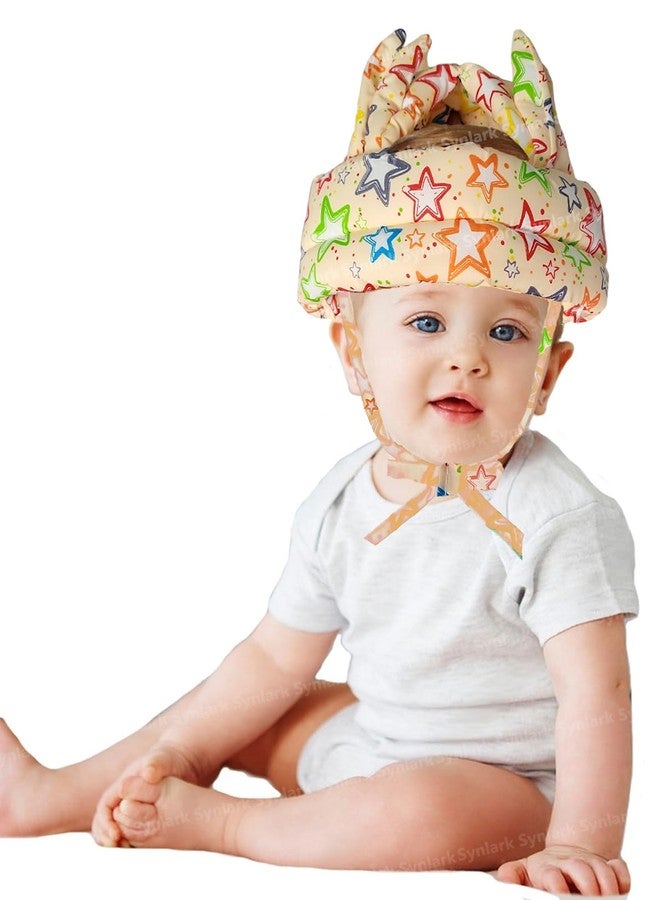 PSEUDO® Baby Infant Toddler Helmet No Bump Safety Helmet for Kids | Adjustable Protective Star Printed Cap | Child Safety Headguard for Running, Walking, Crawling (Peach) - Image 2