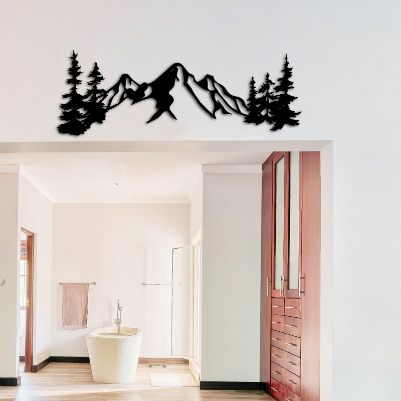 Yuzhuo Metal Mountain Wall Art Decor Mountain Forest Silhouette Art Suitable for Living Room Bedroom Indoor Outdoor Garden Home Decoration - Image 2