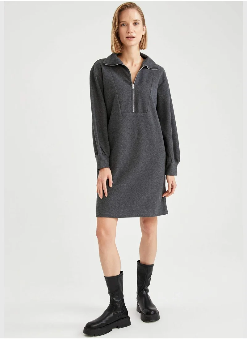 DeFacto Long Sleeve Zippered Mini Dress