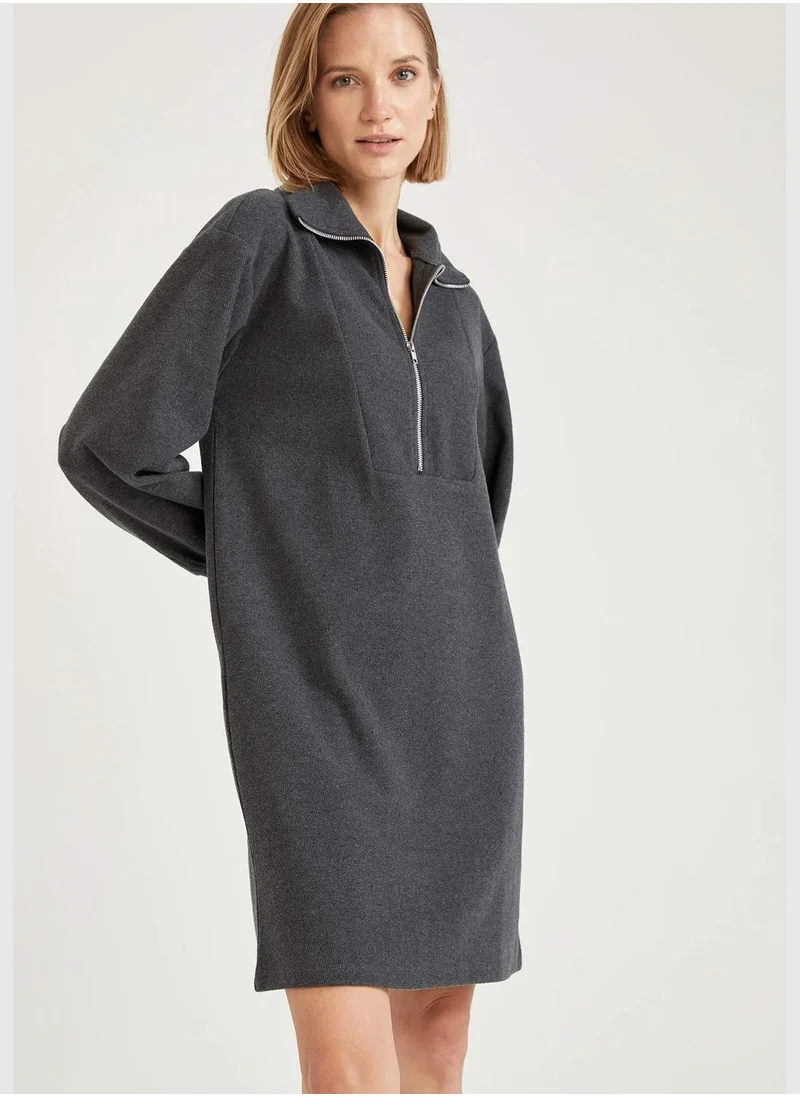 DeFacto Long Sleeve Zippered Mini Dress