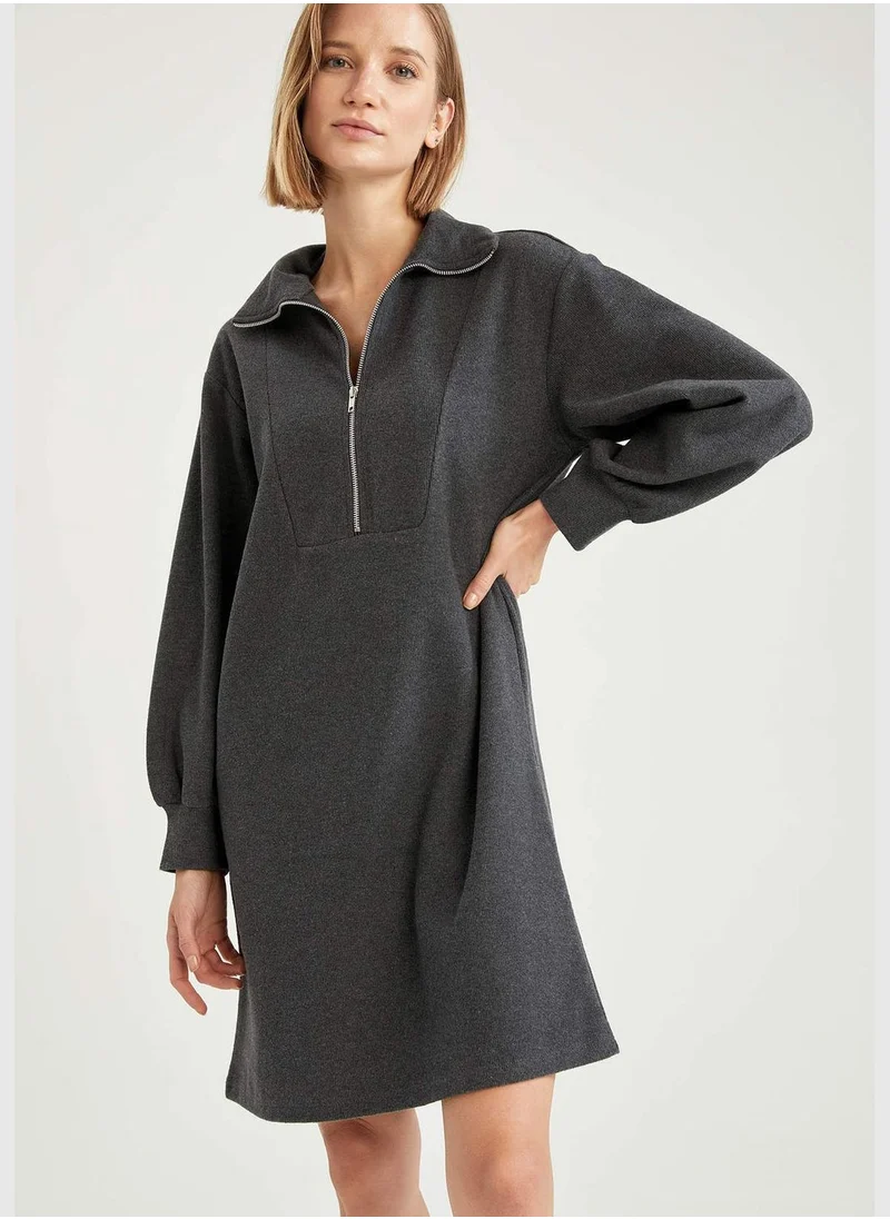 DeFacto Long Sleeve Zippered Mini Dress