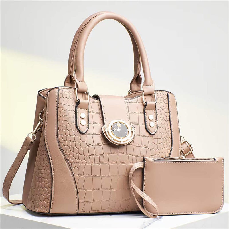 Contrast Color Embossed Mother-In-Law Bag Texture Western Style Large Capacity Single Shoulder Crossbody Women'S Bag Large Bag Women'S Bag - Image 1