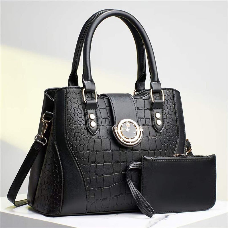 Contrast Color Embossed Mother-In-Law Bag Texture Western Style Large Capacity Single Shoulder Crossbody Women'S Bag Large Bag Women'S Bag - Image 3