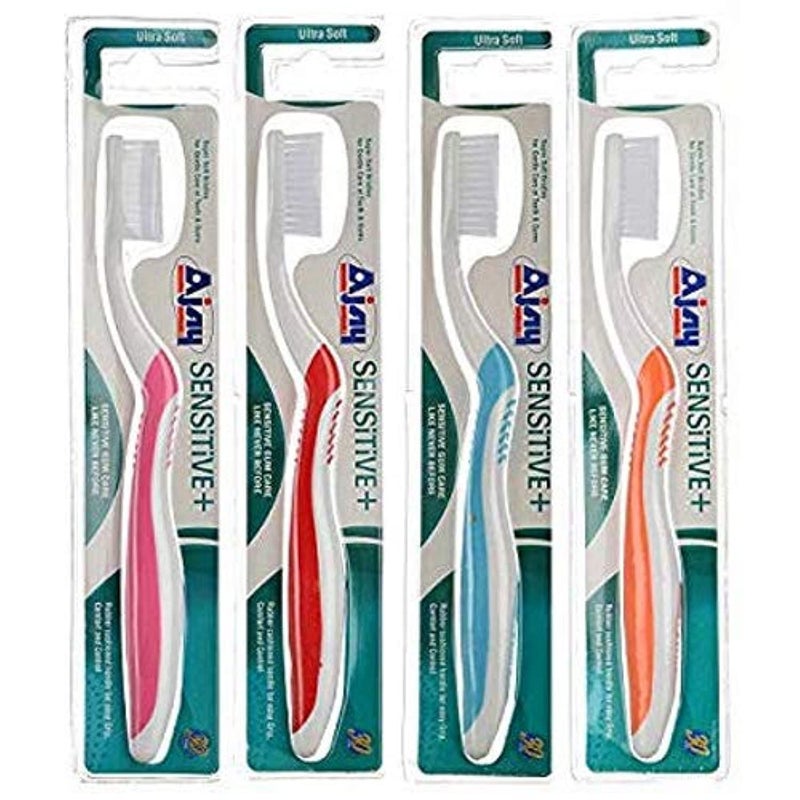 Ajay Sensitive+ Toothbrush (Ultra Soft, Pack Of 10) - Manual, Adult, Multicolor - Image 2