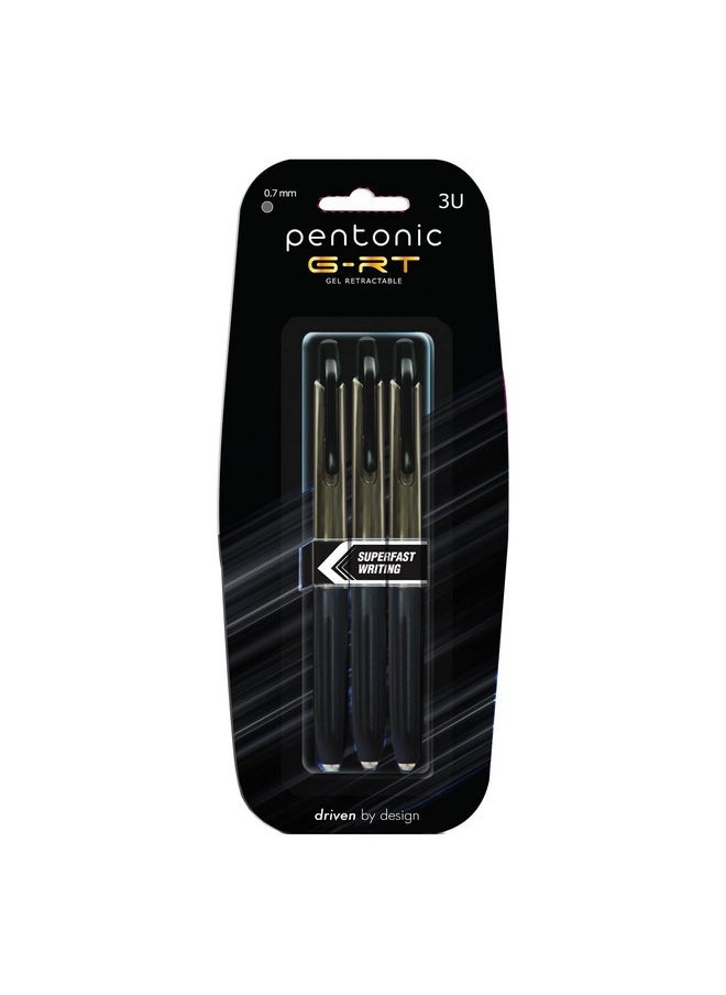 البنتونية قلم جل Pentonic G-RT 0.7 مم، عبوة نفطة | حبر أسود | عبوة من 3 قطع  - Image 2