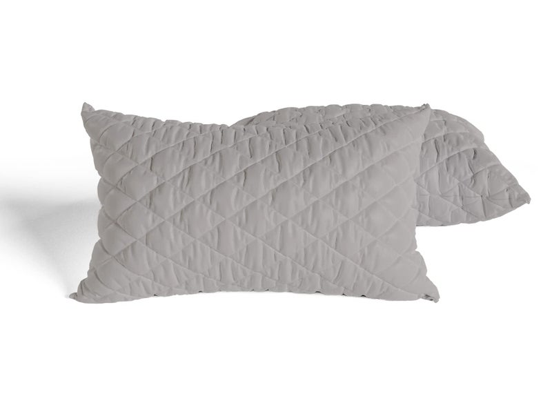 AVI Premium Quilted Bed Pillows for Sleeping Microfiber Filler Soft & Luxurious for Side and Back Sleepers, Set of 2 King Size, 20 x 36 Inch, Grey - Image 1