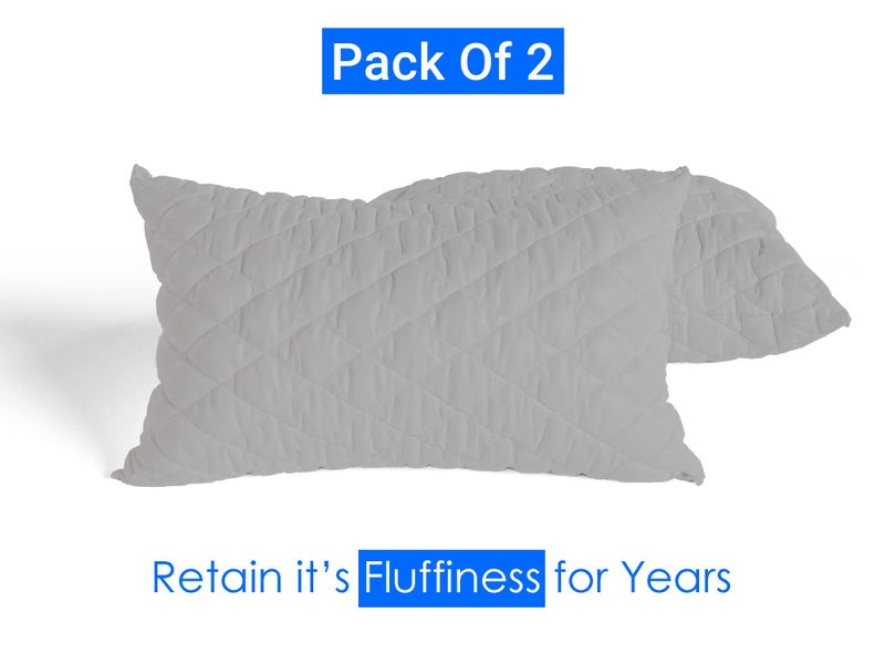 AVI Premium Quilted Bed Pillows for Sleeping Microfiber Filler Soft & Luxurious for Side and Back Sleepers, Set of 2 King Size, 20 x 36 Inch, Grey - Image 4