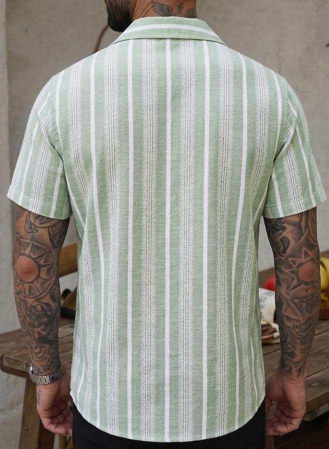 Take Two Men Casual Striped Short Sleeve Shirt - Image 4