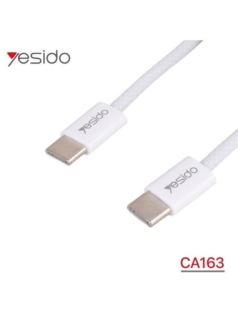 Yesido CA163 Dual Type-C Charging Cable PD 60W Fast Charge – 1.2 Meter White – Power Delivery 60W & Compatible with 27W Devices – Dual Type-C Connectors for Fast Charging & Data Sync – Ideal for USB-C Laptops, Smartphones, Tablets & More - Image 2