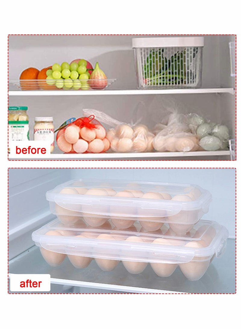 2 Pack Covered Egg Holders For Refrigerator Egg Storage Container Plastic Egg Trays Deviled Egg Tray Carrier with Lid - Image 2
