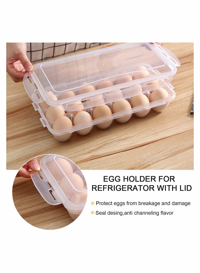 2 Pack Covered Egg Holders For Refrigerator Egg Storage Container Plastic Egg Trays Deviled Egg Tray Carrier with Lid - Image 4