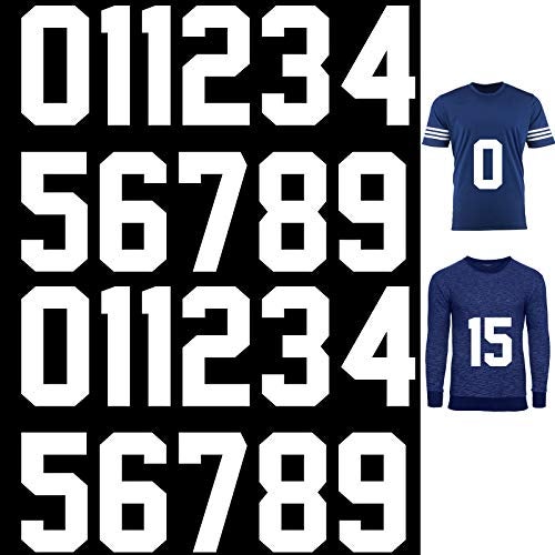 Zonon 22 Pieces Iron on Numbers T Shirt Heat Transfer 0 to 9 Jersey Numbers for Team Uniform Sports(White 5 Inch) - Image 1