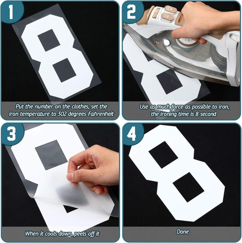 Zonon 22 Pieces Iron on Numbers T Shirt Heat Transfer 0 to 9 Jersey Numbers for Team Uniform Sports(White 5 Inch) - Image 5