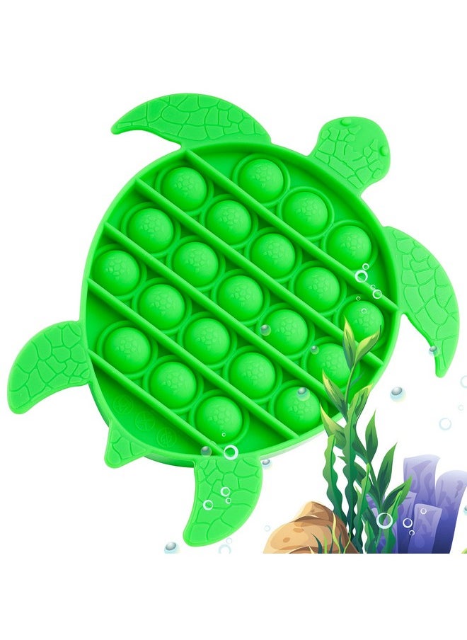NiHealth Push Pop Bubble Fidget Sensory Toy Sea Turtle Shaped Fidget Toy For Special Needs Stress Reducer Anxiety Relief Popper Game Board Silicone Squeeze Toy For Kids And Adults (Green)  - Image 1