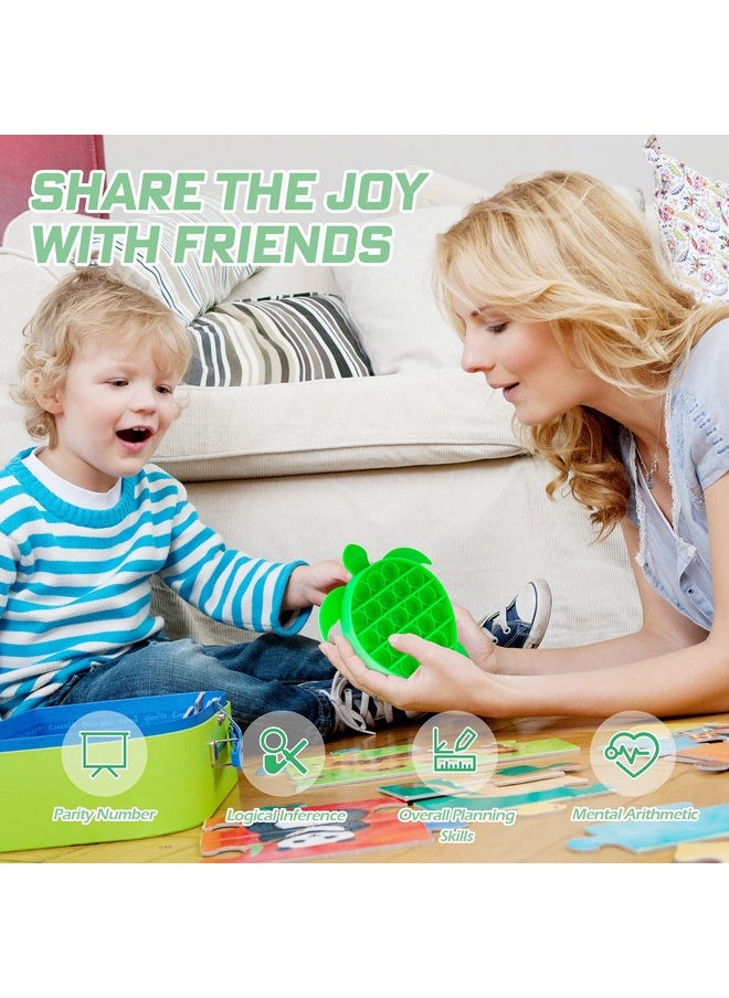 NiHealth Push Pop Bubble Fidget Sensory Toy Sea Turtle Shaped Fidget Toy For Special Needs Stress Reducer Anxiety Relief Popper Game Board Silicone Squeeze Toy For Kids And Adults (Green)  - Image 4